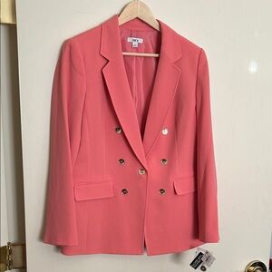 Bar III Coral Double-Breasted Blazer with Gold Buttons